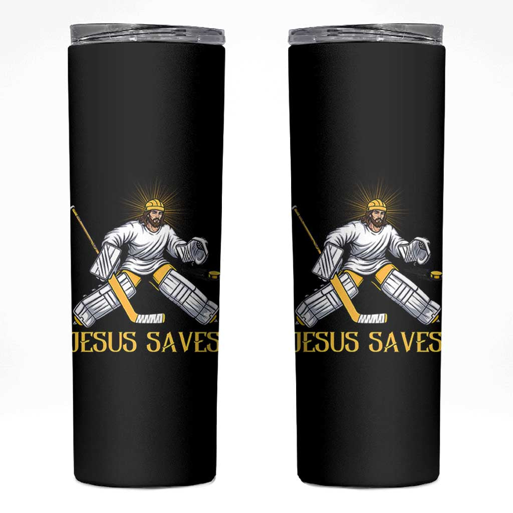 Jesus Saves Skinny Tumbler Funny Christian Ice Hockey Goalie Gift - Wonder Print Shop