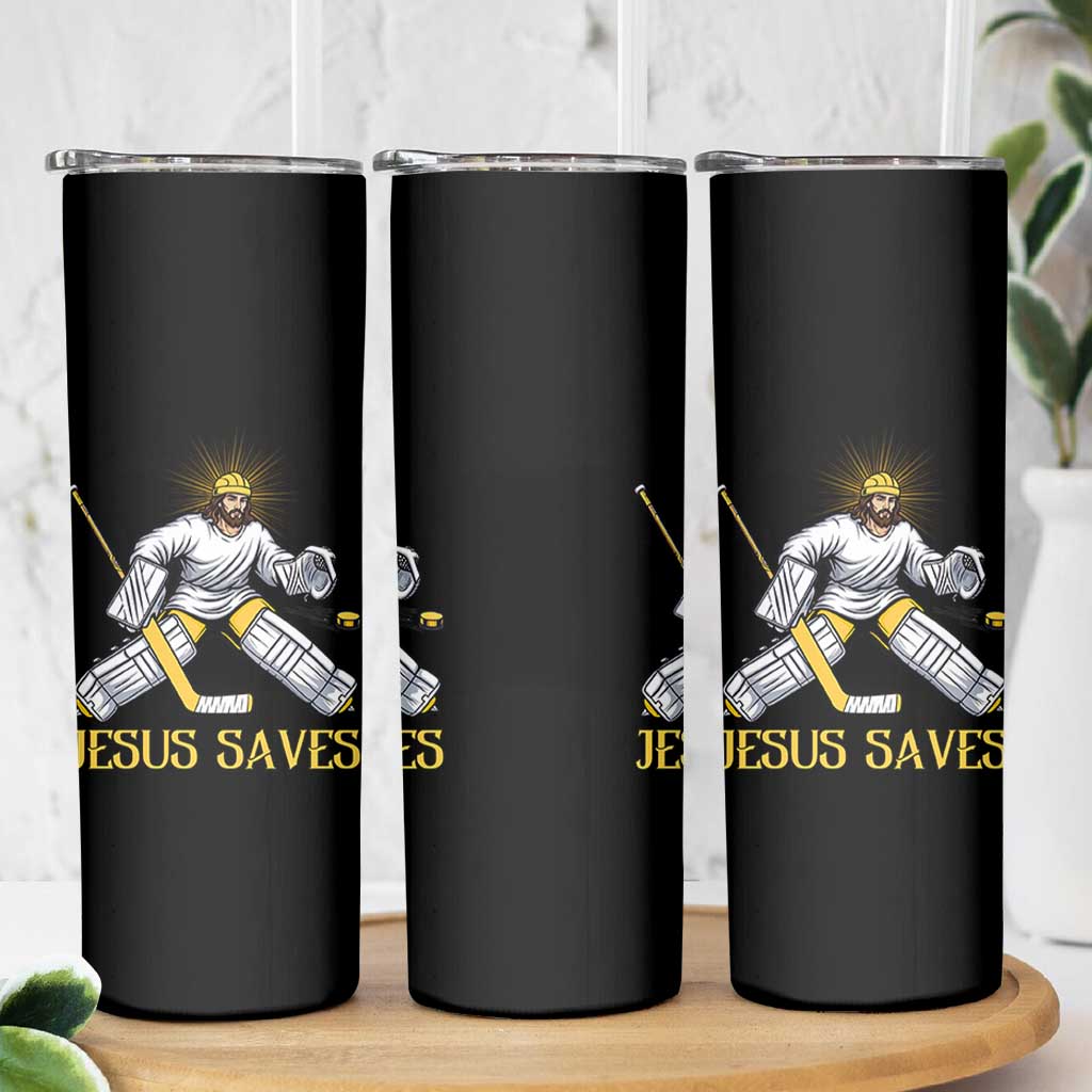 Jesus Saves Skinny Tumbler Funny Christian Ice Hockey Goalie Gift - Wonder Print Shop