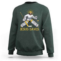 Jesus Saves Sweatshirt Funny Christian Ice Hockey Goalie Gift - Wonder Print Shop