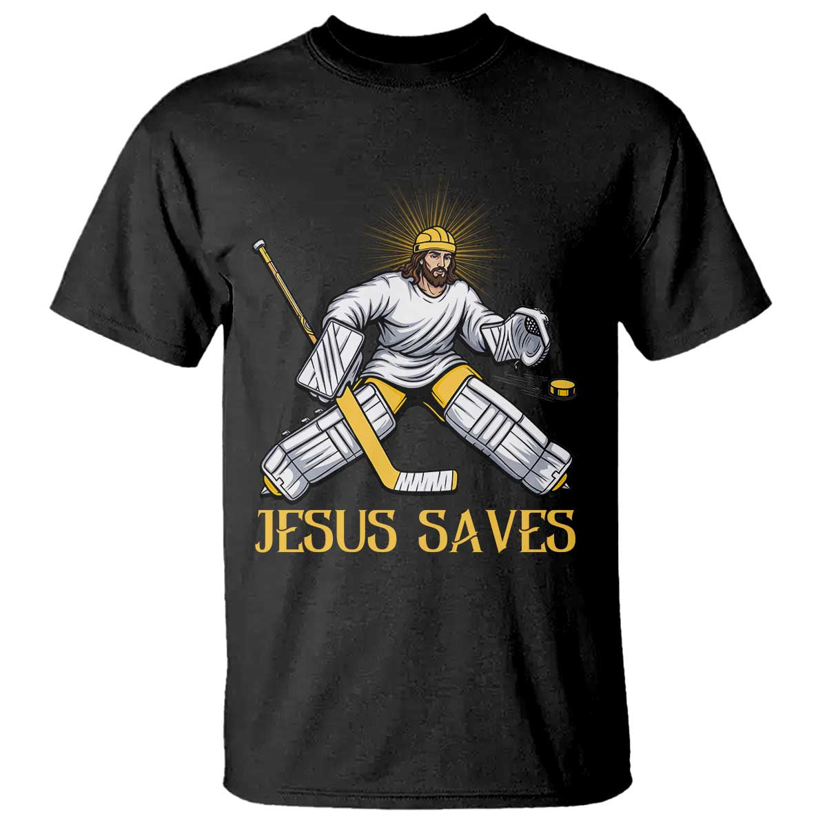 Jesus Saves T Shirt Funny Christian Ice Hockey Goalie Gift - Wonder Print Shop
