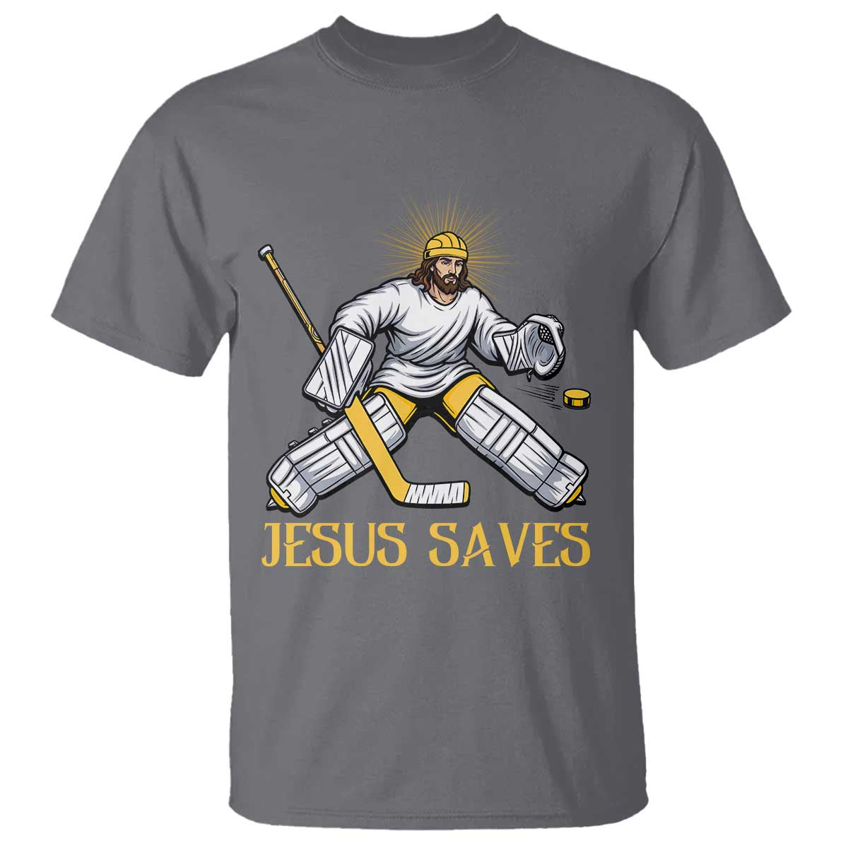 Jesus Saves T Shirt Funny Christian Ice Hockey Goalie Gift - Wonder Print Shop