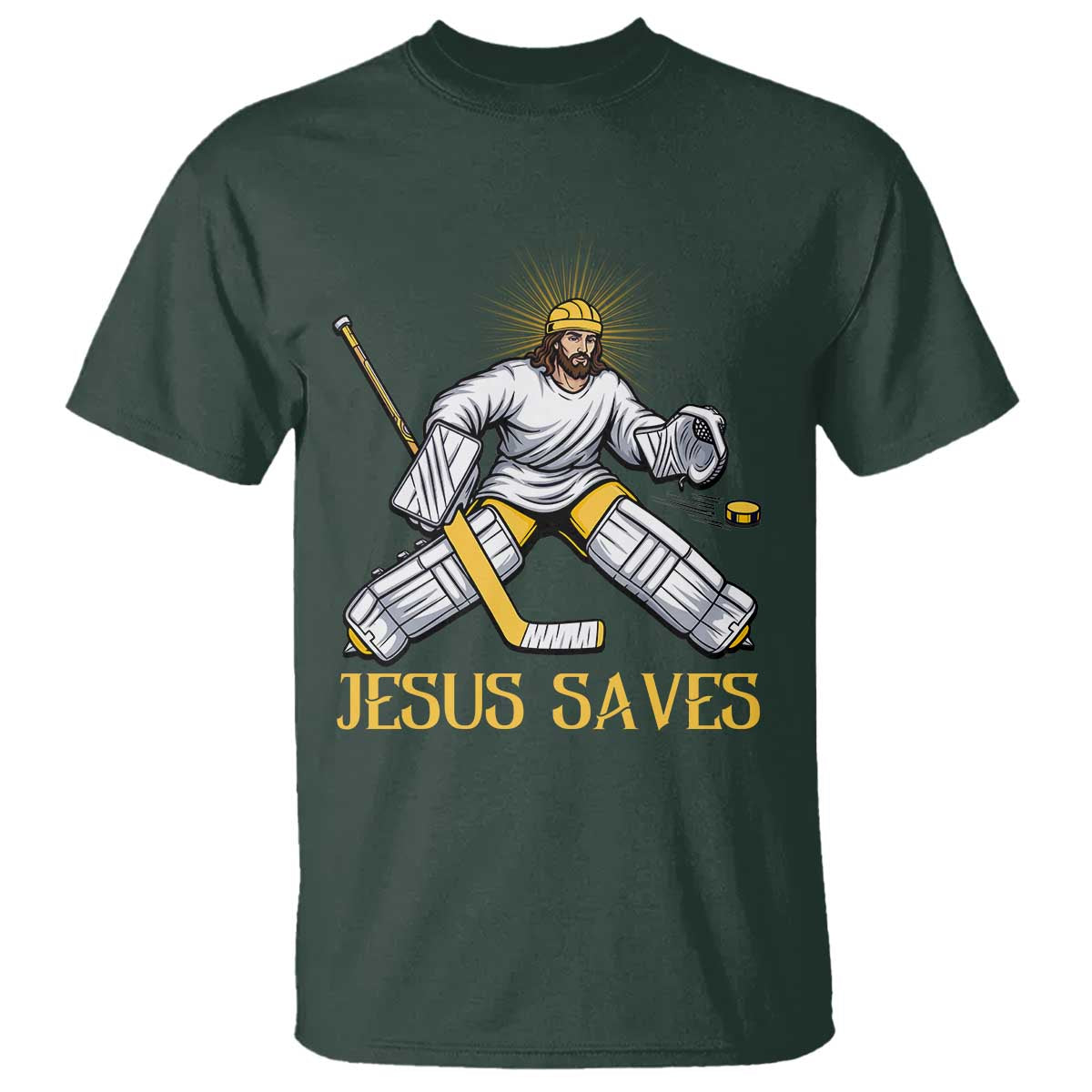Jesus Saves T Shirt Funny Christian Ice Hockey Goalie Gift - Wonder Print Shop