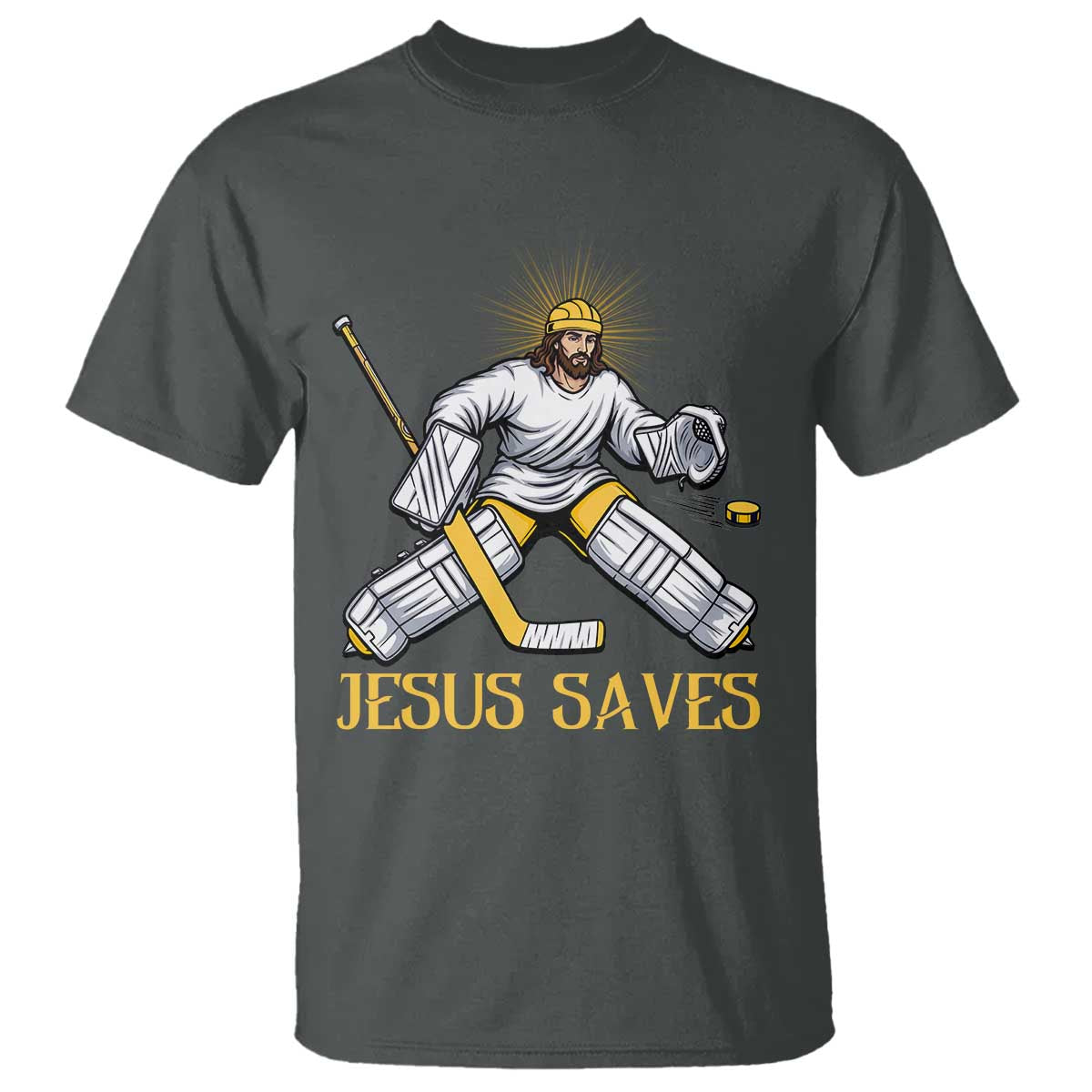 Jesus Saves T Shirt Funny Christian Ice Hockey Goalie Gift - Wonder Print Shop