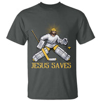 Jesus Saves T Shirt Funny Christian Ice Hockey Goalie Gift - Wonder Print Shop