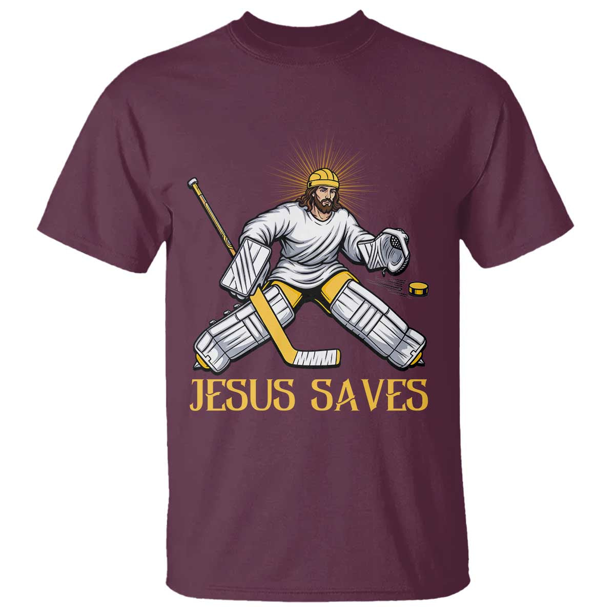 Jesus Saves T Shirt Funny Christian Ice Hockey Goalie Gift - Wonder Print Shop