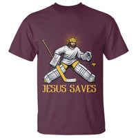 Jesus Saves T Shirt Funny Christian Ice Hockey Goalie Gift - Wonder Print Shop