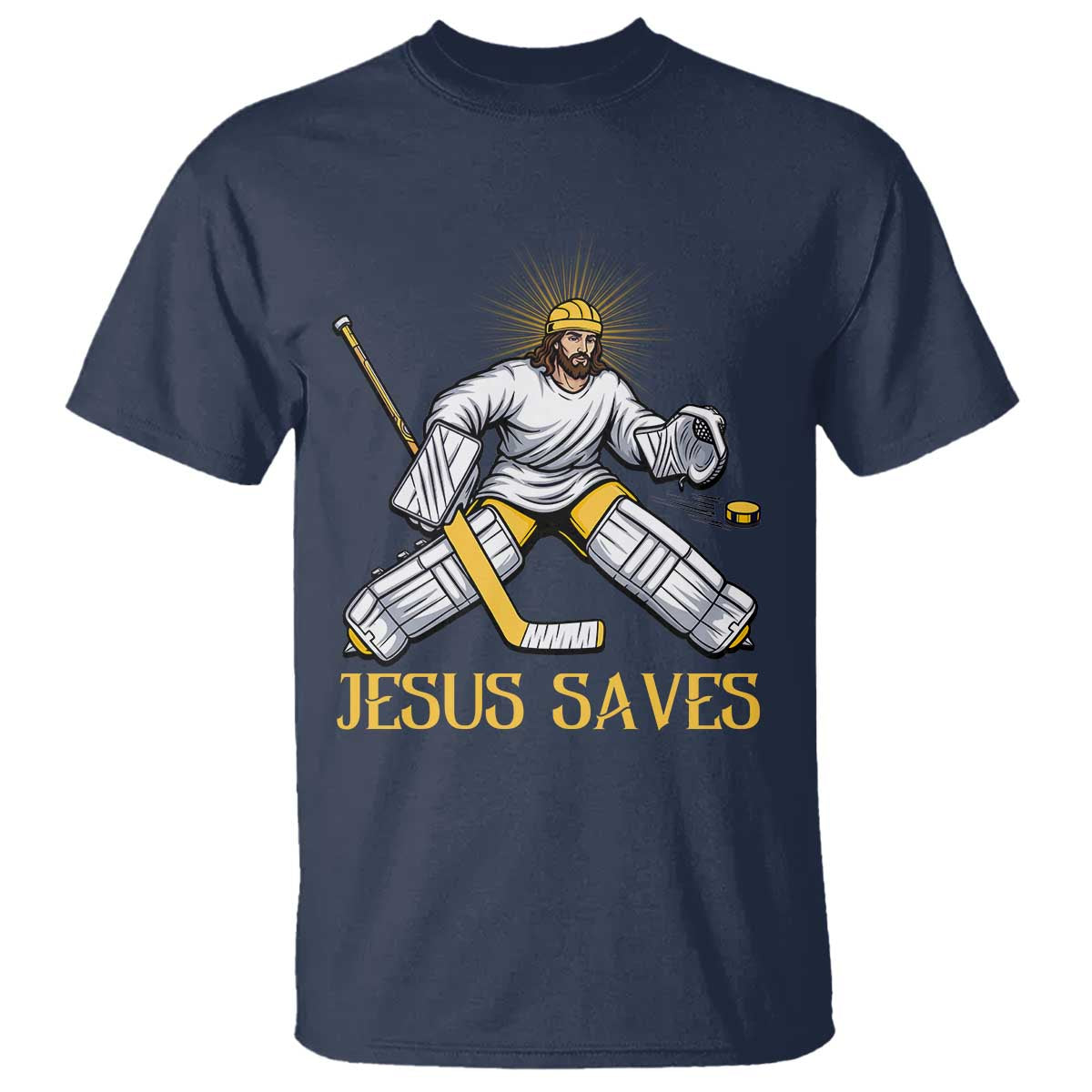 Jesus Saves T Shirt Funny Christian Ice Hockey Goalie Gift - Wonder Print Shop
