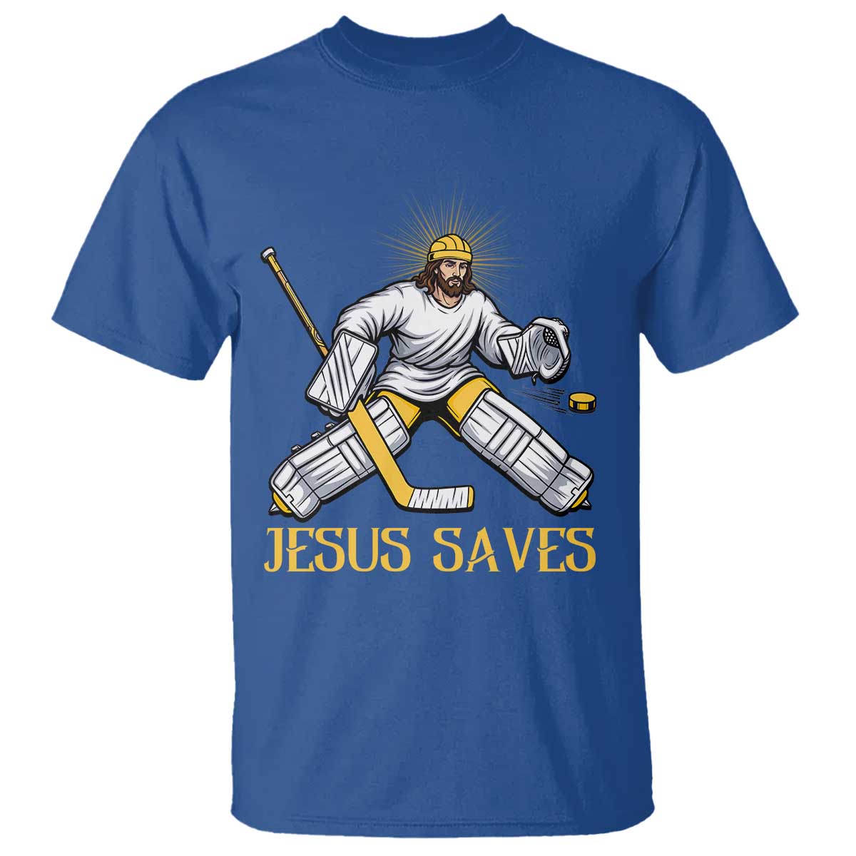 Jesus Saves T Shirt Funny Christian Ice Hockey Goalie Gift - Wonder Print Shop