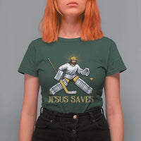 Jesus Saves T Shirt For Women Funny Christian Ice Hockey Goalie Gift - Wonder Print Shop