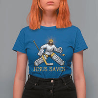 Jesus Saves T Shirt For Women Funny Christian Ice Hockey Goalie Gift - Wonder Print Shop
