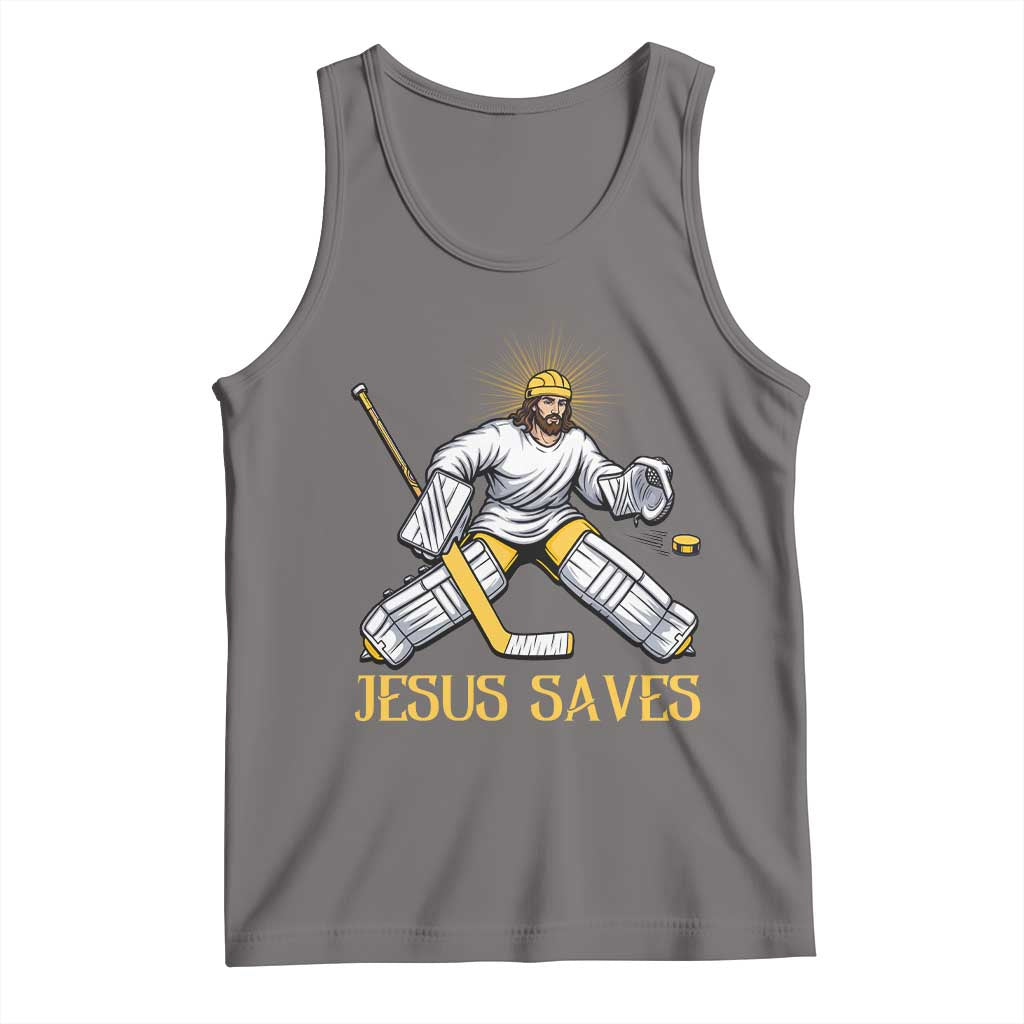 Jesus Saves Tank Top Funny Christian Ice Hockey Goalie Gift - Wonder Print Shop