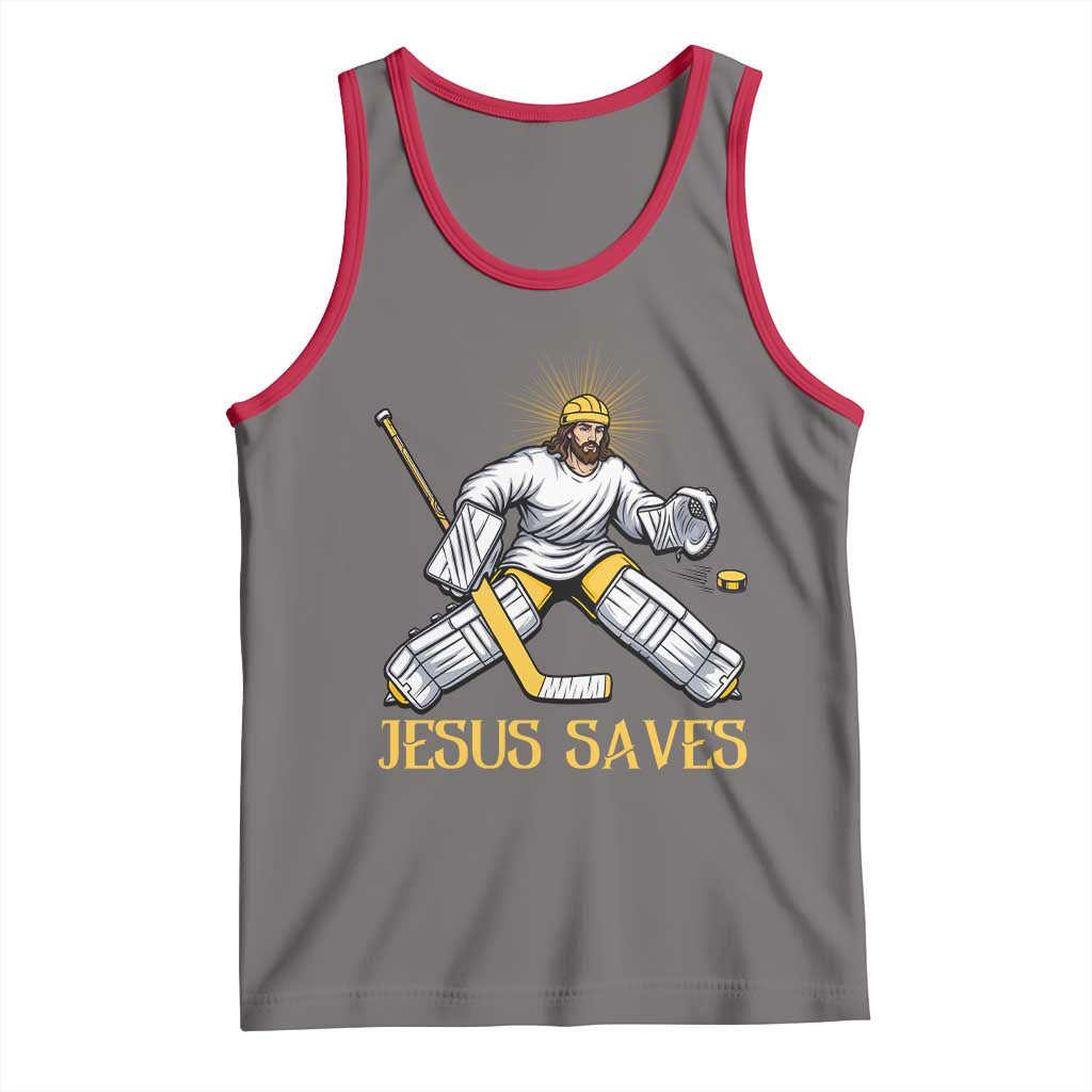 Jesus Saves Tank Top Funny Christian Ice Hockey Goalie Gift - Wonder Print Shop