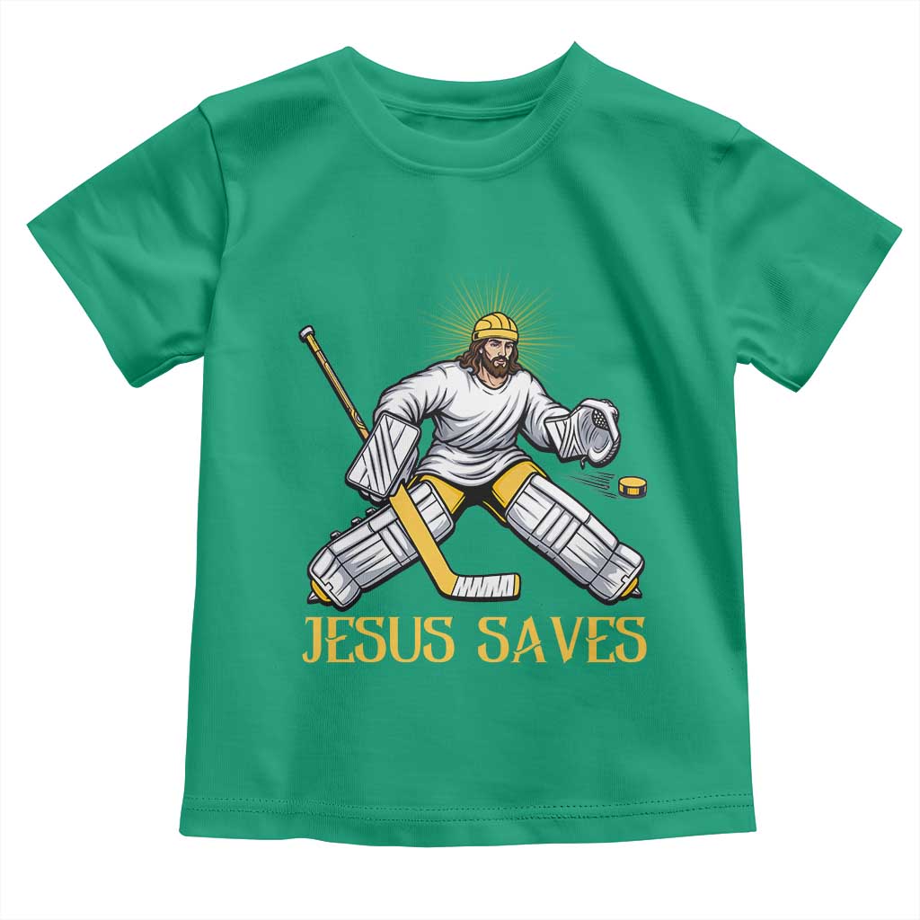 Jesus Saves Toddler T Shirt Funny Christian Ice Hockey Goalie Gift - Wonder Print Shop
