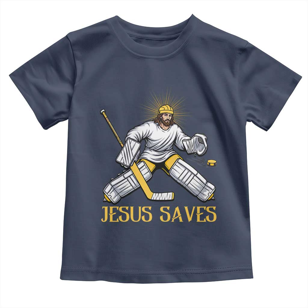 Jesus Saves Toddler T Shirt Funny Christian Ice Hockey Goalie Gift - Wonder Print Shop