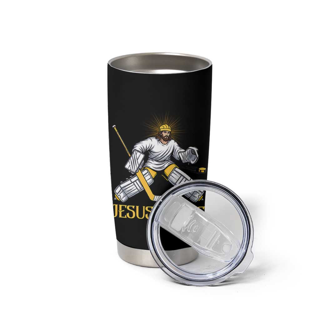 Jesus Saves Tumbler Cup Funny Christian Ice Hockey Goalie Gift - Wonder Print Shop