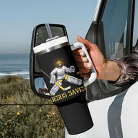 Jesus Saves Tumbler With Handle Funny Christian Ice Hockey Goalie Gift - Wonder Print Shop