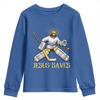 Jesus Saves Youth Sweatshirt Funny Christian Ice Hockey Goalie Gift - Wonder Print Shop