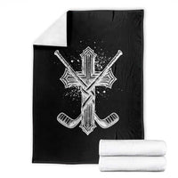 Faith Family Hockey Cross Throw Blanket Religious Ice Hockey Lover Gift - Wonder Print Shop