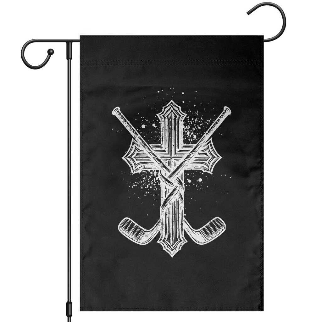 Faith Family Hockey Cross Garden Flag Religious Ice Hockey Lover Gift - Wonder Print Shop