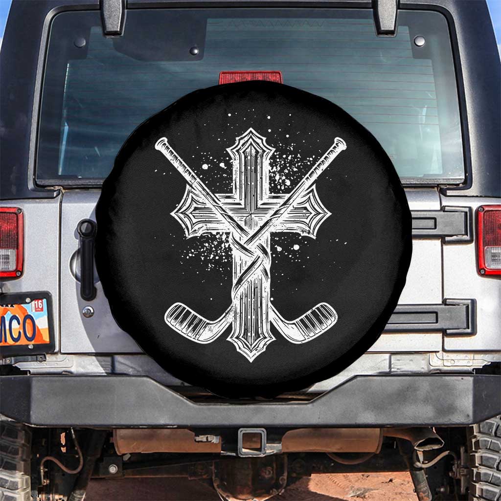 Faith Family Hockey Cross Spare Tire Cover Religious Ice Hockey Lover Gift - Wonder Print Shop
