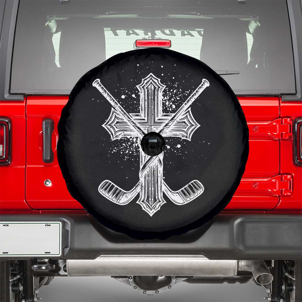 Faith Family Hockey Cross Spare Tire Cover Religious Ice Hockey Lover Gift - Wonder Print Shop