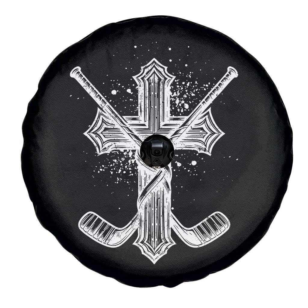 Faith Family Hockey Cross Spare Tire Cover Religious Ice Hockey Lover Gift - Wonder Print Shop