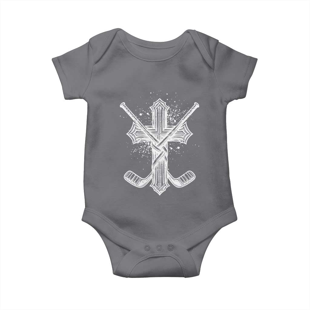 Faith Family Hockey Cross Baby Onesie Religious Ice Hockey Lover Gift - Wonder Print Shop