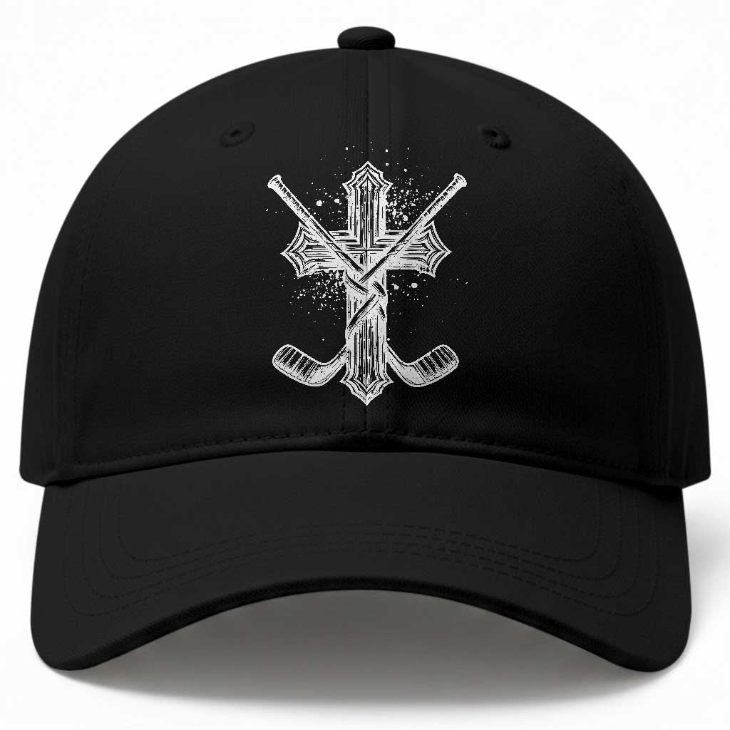Faith Family Hockey Cross Baseball Cap Religious Ice Hockey Lover Gift