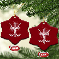 Faith Family Hockey Cross Ceramic Ornament Religious Ice Hockey Lover Gift - Wonder Print Shop