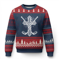 Faith Family Hockey Cross Ugly Christmas Sweater Religious Ice Hockey Lover Gift - Wonder Print Shop