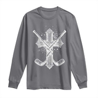 Faith Family Hockey Cross Long Sleeve Shirt Religious Ice Hockey Lover Gift - Wonder Print Shop