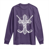 Faith Family Hockey Cross Long Sleeve Shirt Religious Ice Hockey Lover Gift - Wonder Print Shop