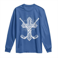 Faith Family Hockey Cross Long Sleeve Shirt Religious Ice Hockey Lover Gift - Wonder Print Shop