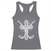 Faith Family Hockey Cross Racerback Tank Top Religious Ice Hockey Lover Gift - Wonder Print Shop