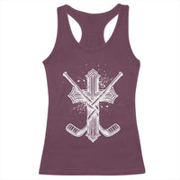 Faith Family Hockey Cross Racerback Tank Top Religious Ice Hockey Lover Gift - Wonder Print Shop
