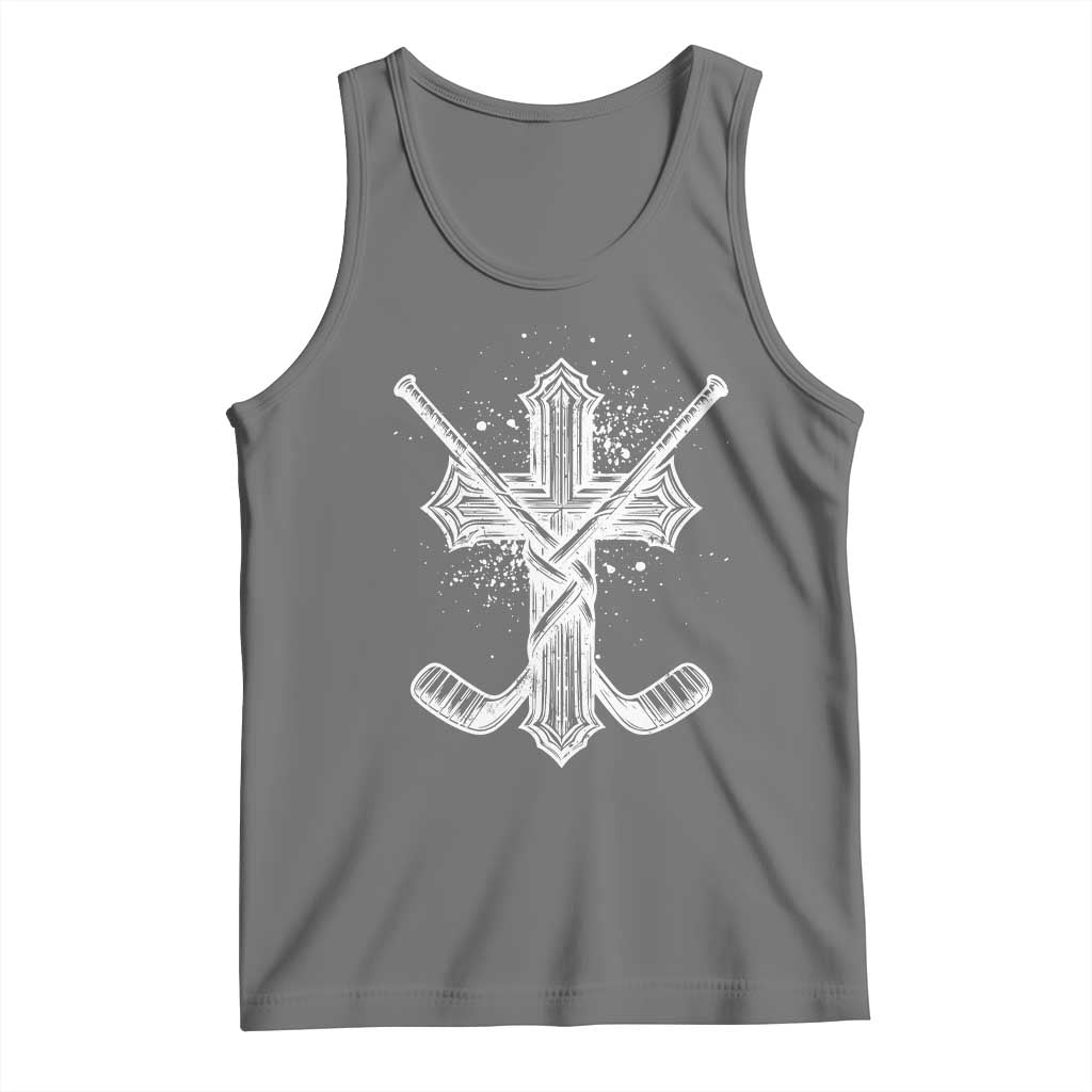 Faith Family Hockey Cross Tank Top Religious Ice Hockey Lover Gift - Wonder Print Shop