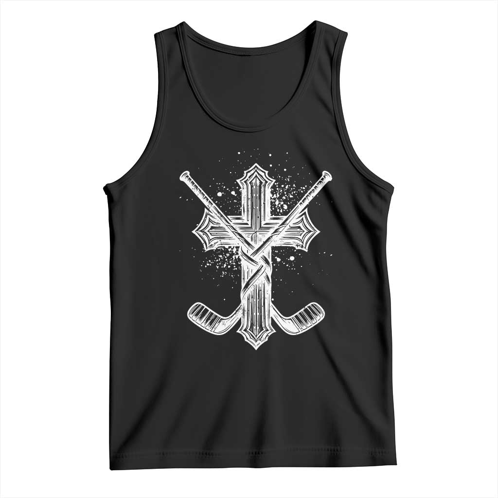 Faith Family Hockey Cross Tank Top Religious Ice Hockey Lover Gift - Wonder Print Shop