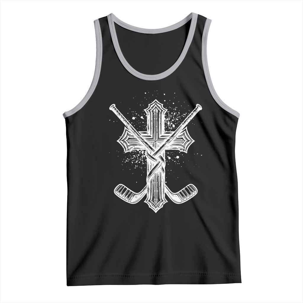 Faith Family Hockey Cross Tank Top Religious Ice Hockey Lover Gift - Wonder Print Shop