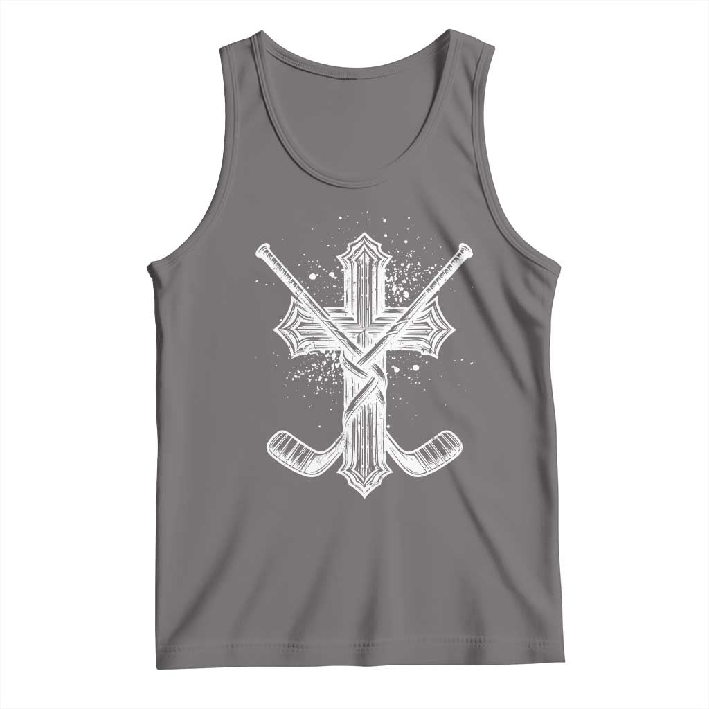 Faith Family Hockey Cross Tank Top Religious Ice Hockey Lover Gift - Wonder Print Shop