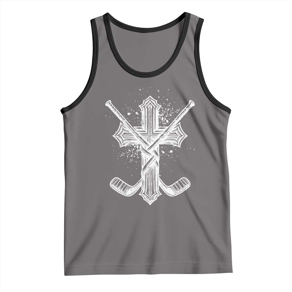Faith Family Hockey Cross Tank Top Religious Ice Hockey Lover Gift - Wonder Print Shop