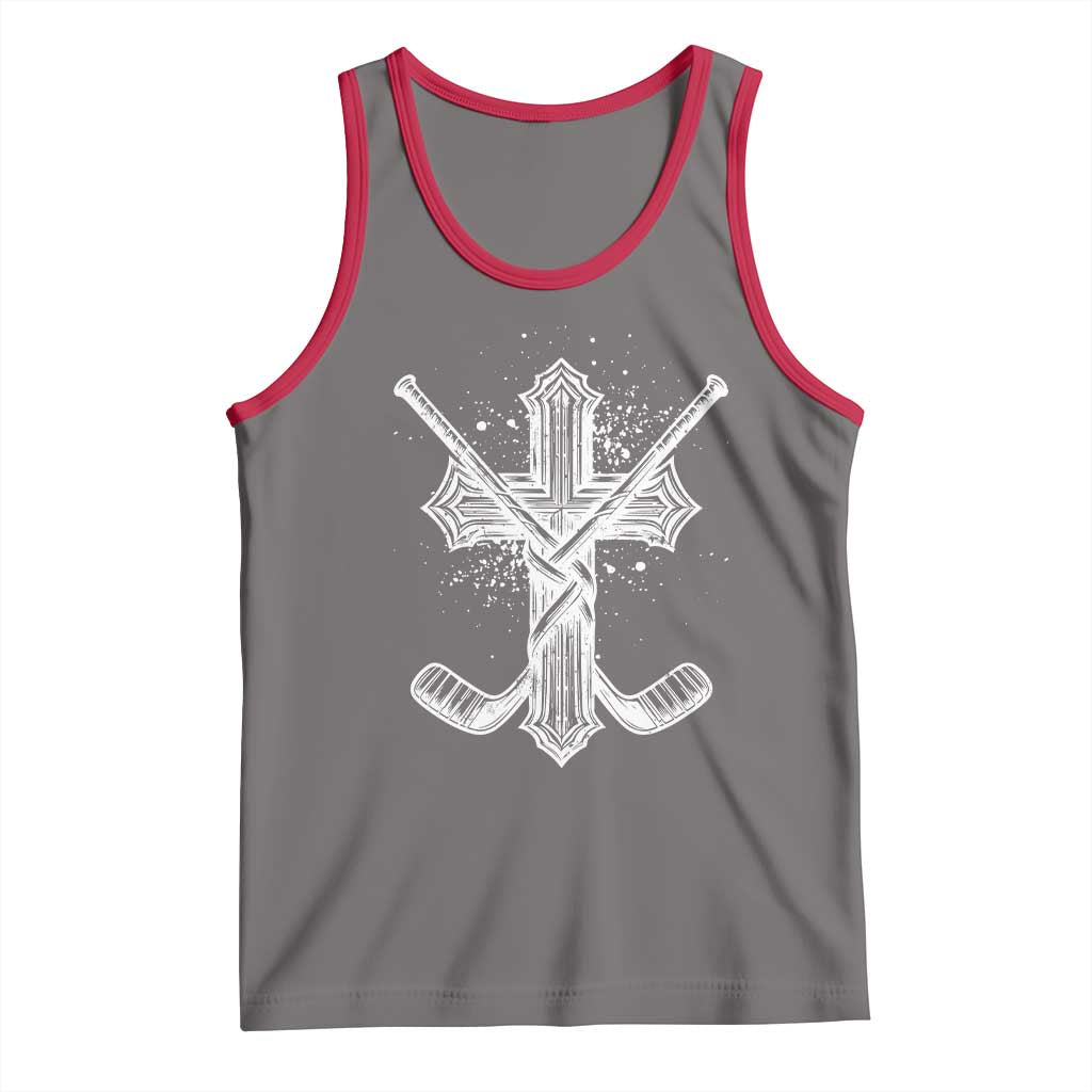 Faith Family Hockey Cross Tank Top Religious Ice Hockey Lover Gift - Wonder Print Shop