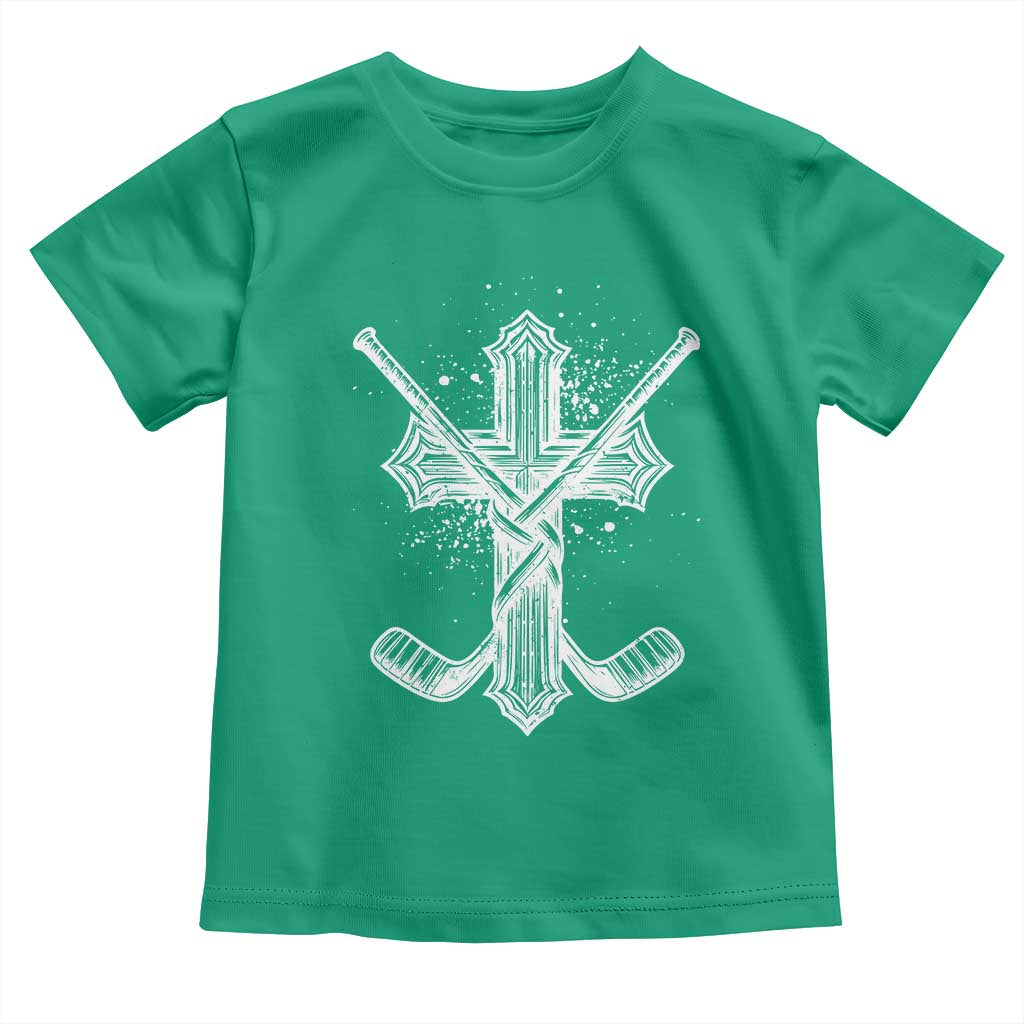 Faith Family Hockey Cross Toddler T Shirt Religious Ice Hockey Lover Gift - Wonder Print Shop