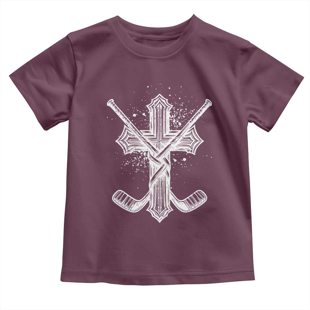 Faith Family Hockey Cross Toddler T Shirt Religious Ice Hockey Lover Gift - Wonder Print Shop