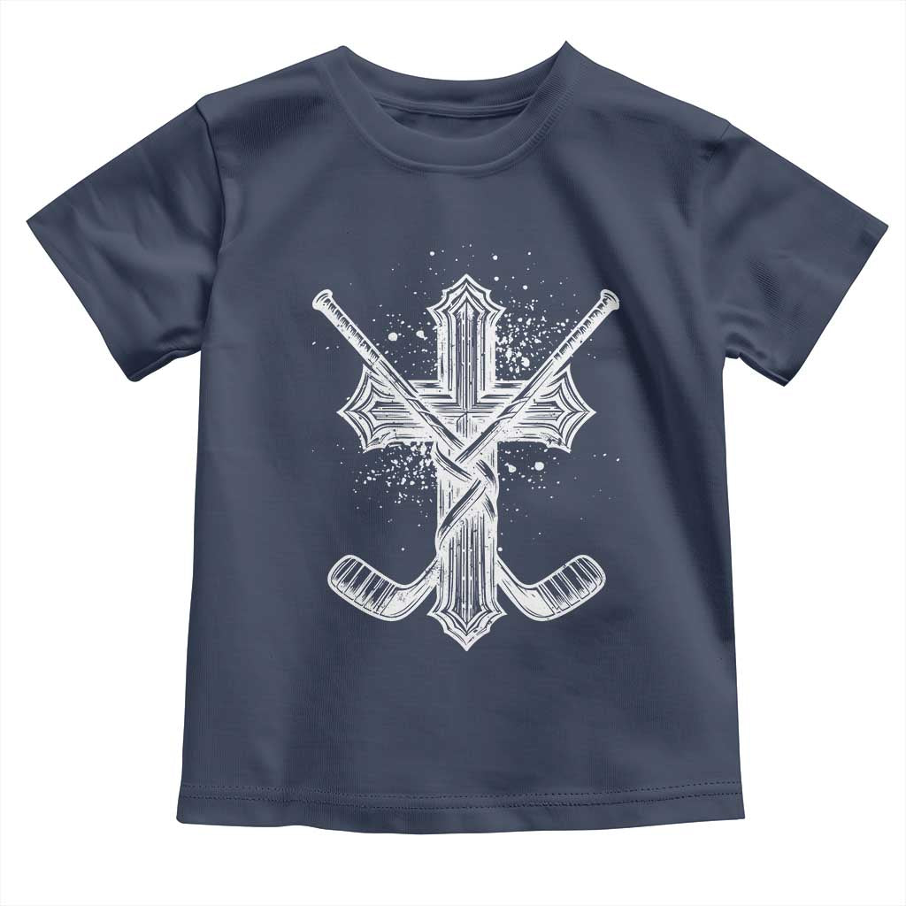 Faith Family Hockey Cross Toddler T Shirt Religious Ice Hockey Lover Gift - Wonder Print Shop
