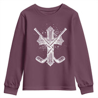Faith Family Hockey Cross Youth Sweatshirt Religious Ice Hockey Lover Gift - Wonder Print Shop