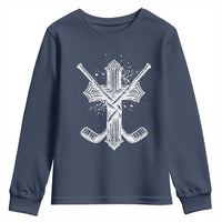 Faith Family Hockey Cross Youth Sweatshirt Religious Ice Hockey Lover Gift - Wonder Print Shop