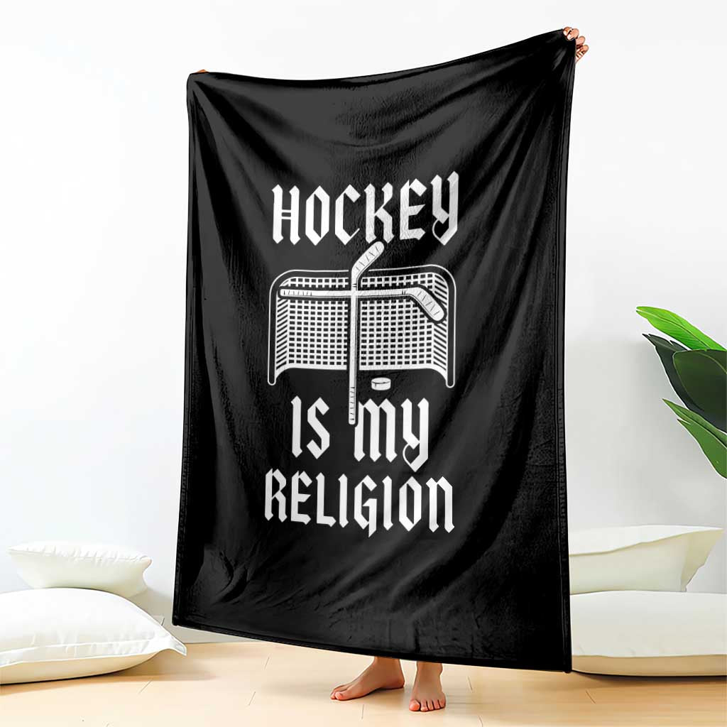 Hockey Is My Religion Throw Blanket Funny Christian Goalie Gift - Wonder Print Shop