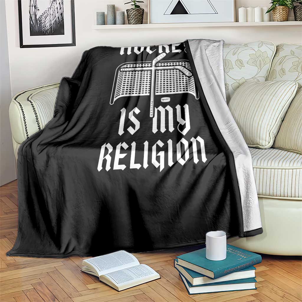 Hockey Is My Religion Throw Blanket Funny Christian Goalie Gift - Wonder Print Shop
