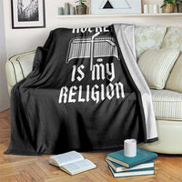 Hockey Is My Religion Throw Blanket Funny Christian Goalie Gift - Wonder Print Shop
