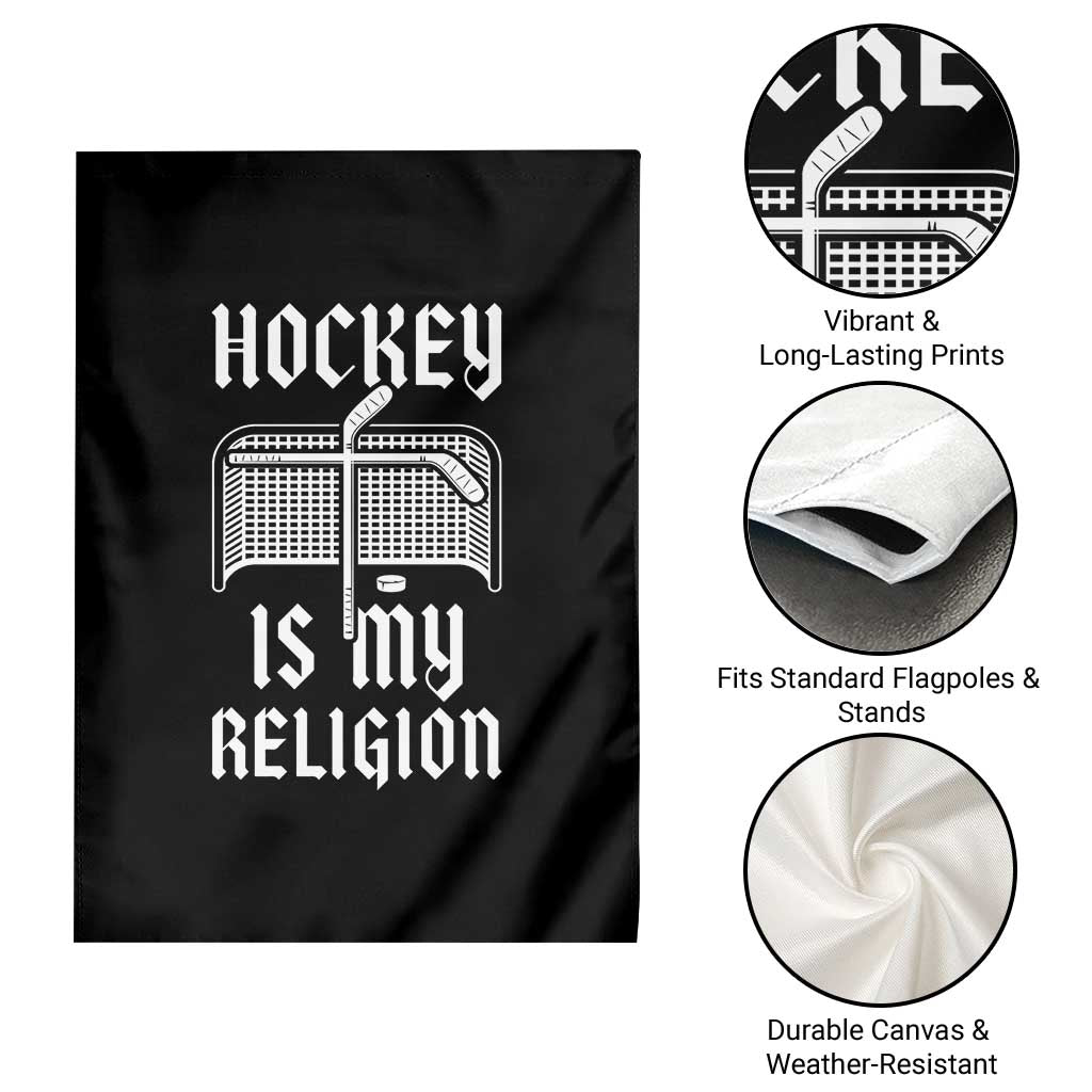 Hockey Is My Religion Garden Flag Funny Christian Goalie Gift - Wonder Print Shop